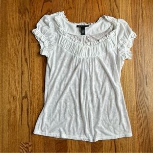 Price reduced: Inc. cap sleeve white fitted flirty top. slightly see-thru.
